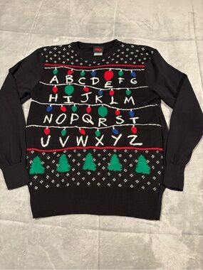 Stranger Things Ugly Christmas Sweater Small Alphabet Light Wall Bioworld